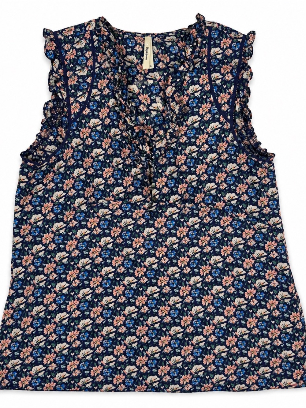 Pepe Jeans Y2K 100% Silk Floral Ruffle Blouse Top Medium
